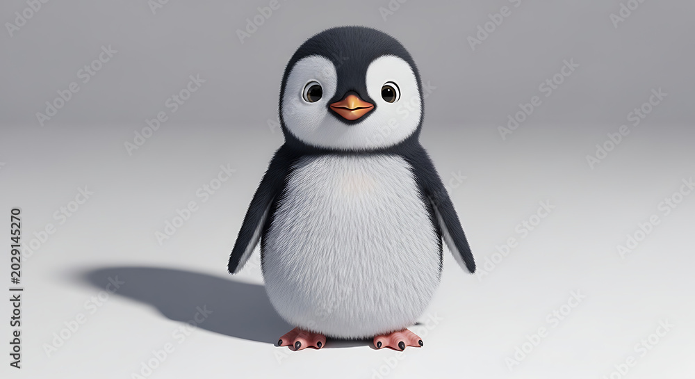 Obraz premium Cute cartoon penguin standing alone