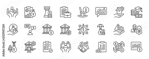 Bild auf Leinwand Finance icon set in outline style