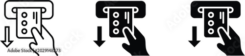 Konstfotografi Hand inserting card into slot with down arrow card insertion
