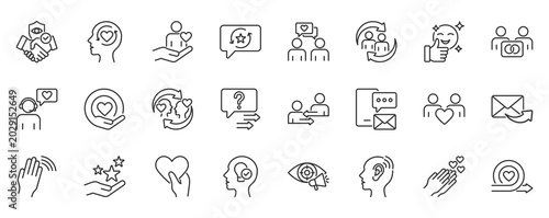Schilderij op canvas Customer relationship icon set in outline style