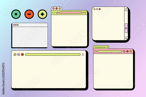 Foto Illustrated collection of flat design browser window mockups with control button