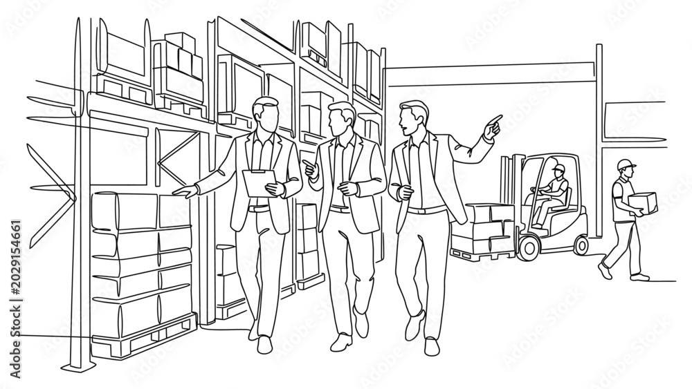 Obraz premium Business people working in warehouse environment.