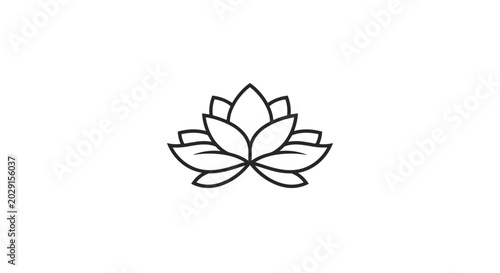 Minimalist Black and White Lotus Flower Line Art Icon