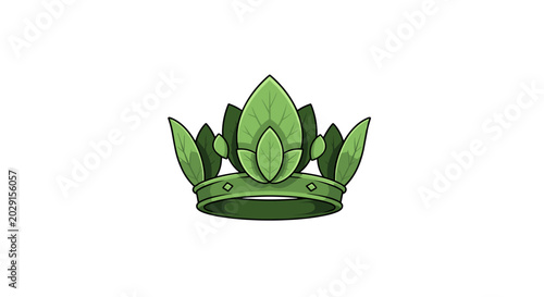Green Leaf Crown Icon Representing Nature Ecology and Organic Royalty