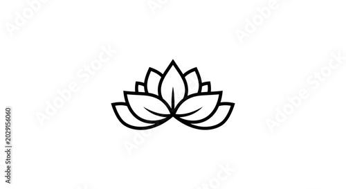 Minimalist Lotus Flower Line Art Icon Symbol