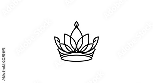 Elegant Minimalist Line Art Lotus Flower Crown Design
