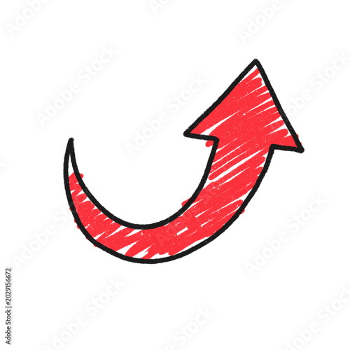 Hand Drawn Red Loop Arrow - Rough Sketch Style