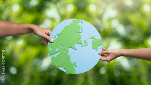 World environment day. Green Business or corporate and community cooperation for Environment conservation sustainable development goal. volunteers help solve environmental problems. global teamwork