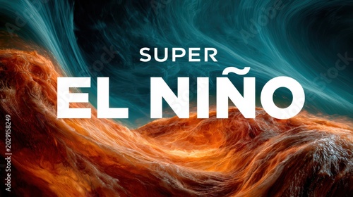 Super El Nino Concept with Atmospheric Weather Pattern Background
