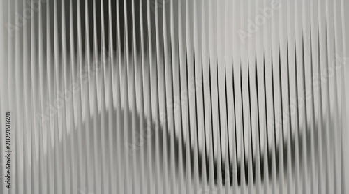 Abstract ribbed glass background with vertical lines and wavy shadows