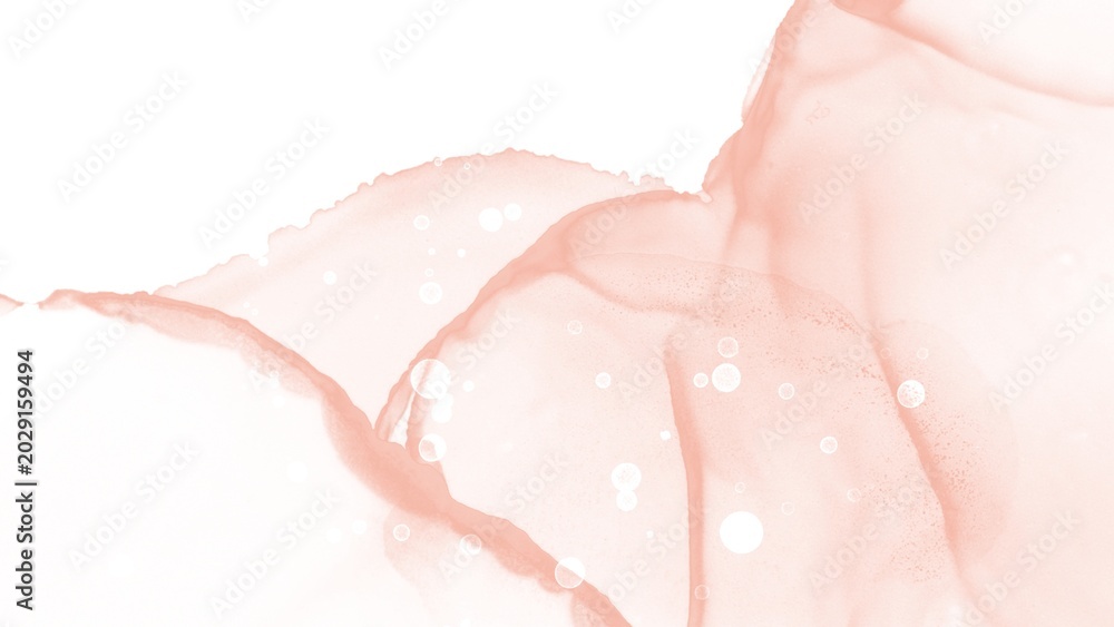 Fototapeta premium Coral pink abstract art background with bubbles and circles