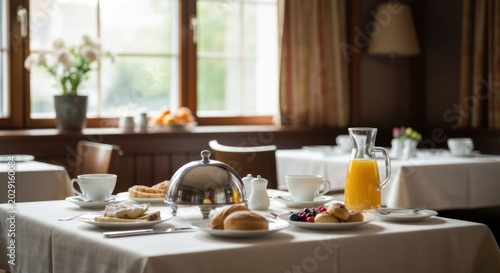 Breakfast Table Setting in a Cozy Dining Room.