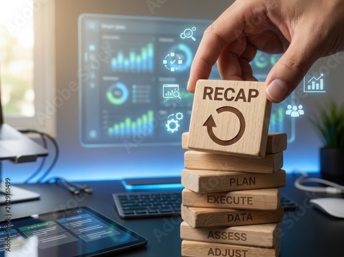 Hand placing recap block on digital interface stack