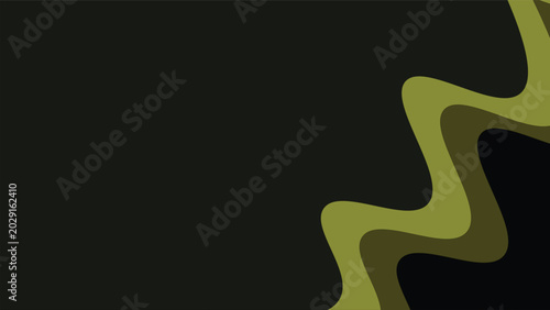 Green and dark gray abstract background with layered wavy shapes forming organic flowing border against minimalist modern design