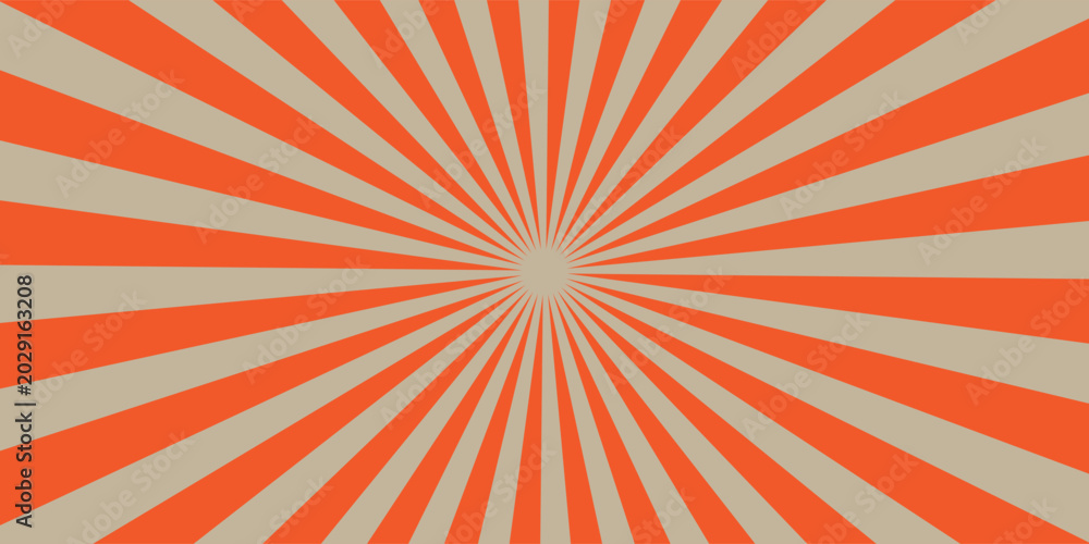 Obraz premium Retro Orange Sunburst Background With Radiating Stripes for Vintage Poster and Graphic Design