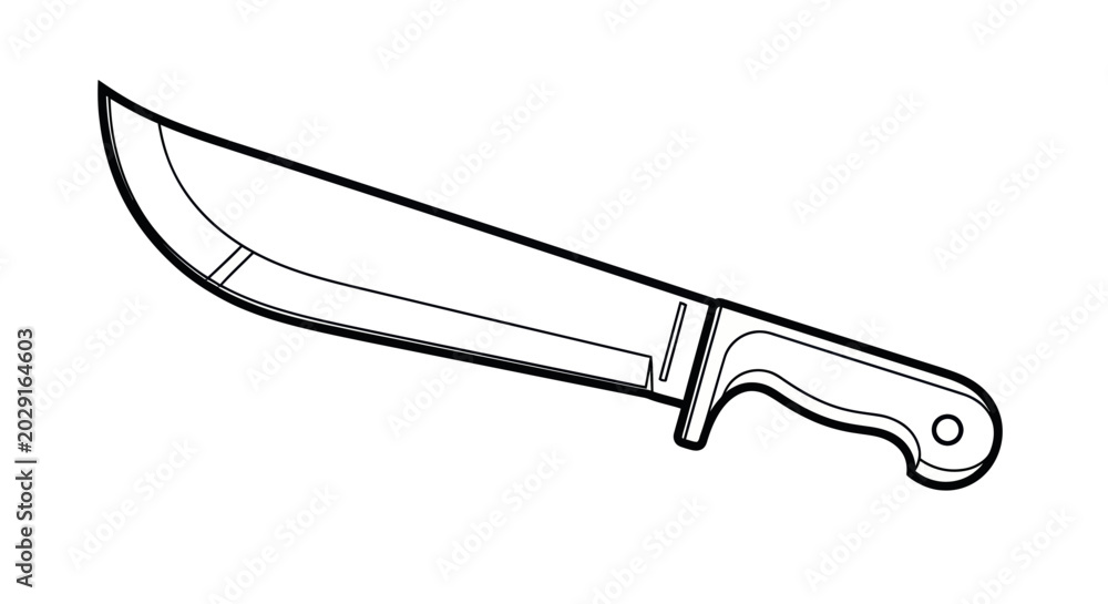 Obraz premium Machete Blade Outline Illustration - Outdoor Tool Vector