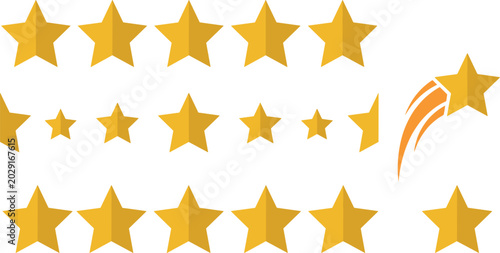 Bild auf Leinwand Golden Five Star Review Badge Vector Set with Customer Recommendation Graphics a