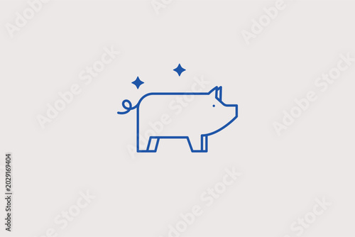 Foto Minimal domestic farm pig line icon for organic pork meat butcher shop delivery applications