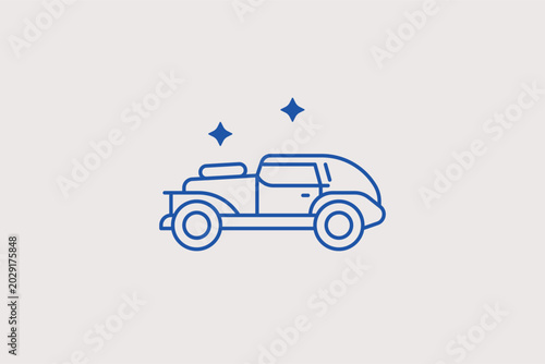 Photos Retro luxury sports roadster car line icon for classic automotive exhibition event tickets