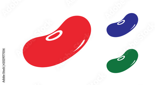 Foto Colorful Jelly Beans Assorted Flavors on White Background