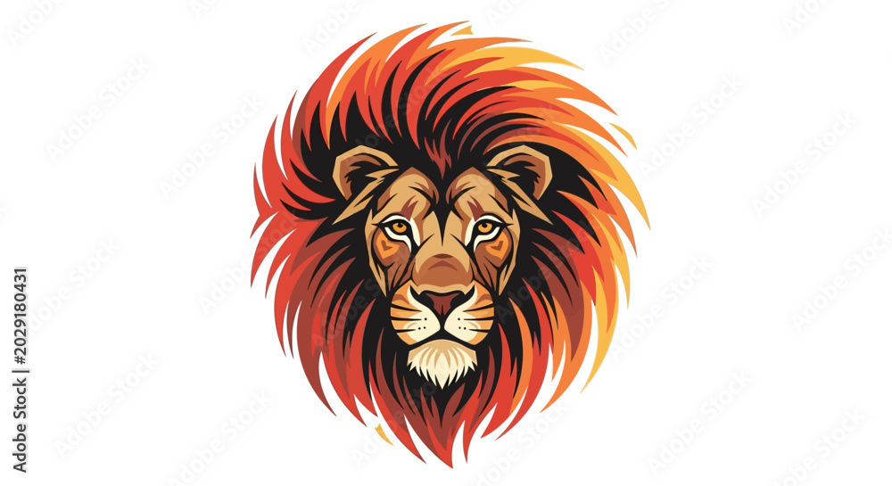 Obraz premium Lion Head with Colorful Mane Portrait.
