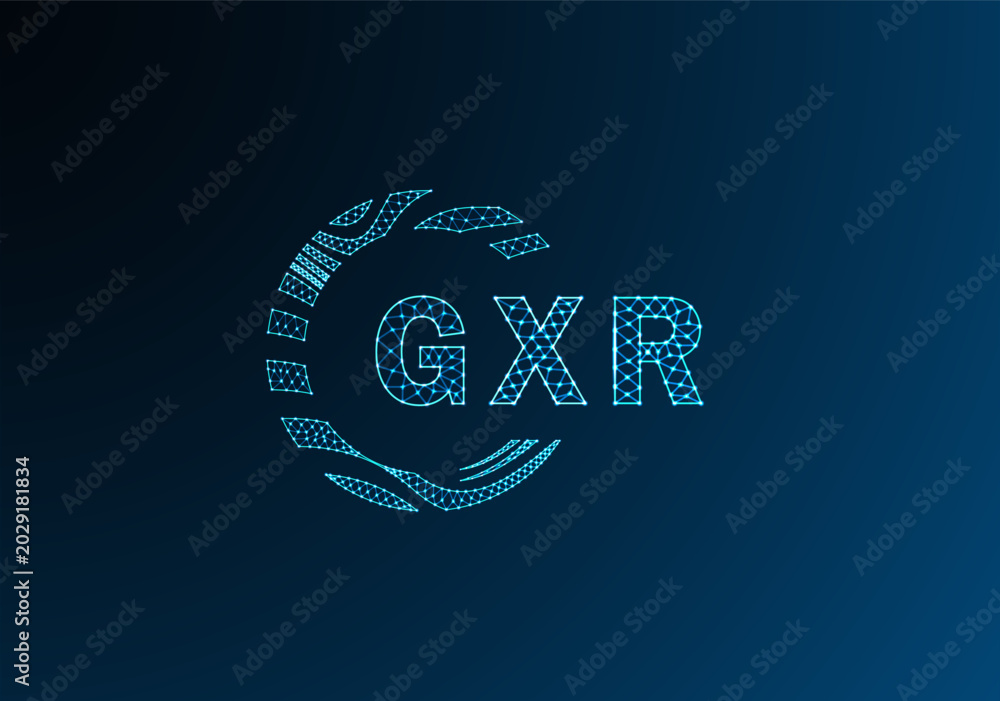 Fototapeta premium GXR low poly letter logo vector design. GXR lower poly logo design. GXR unique low poly logo design.