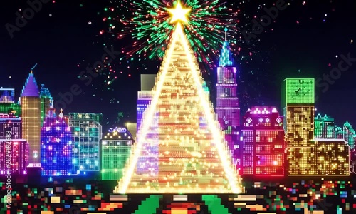 Vibrant digital depiction of Christmas celebrations.