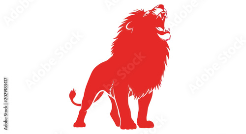 Photography Roaring Red Lion Silhouette - Power Symbol, Strength, Wild Animal