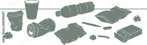Konstfotografi Assorted plastic and metal litter waste items