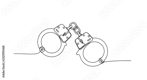 Foto Minimalist Handcuffs Line Art - Symbol of Arrest, Crime, Justice