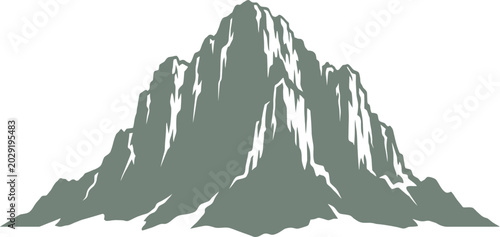 Photos Craggy rock face silhouette with sharp vertical ridges