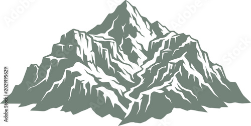 Schilderij op canvas Deeply textured mountain peak showing gullies and sharp ridges