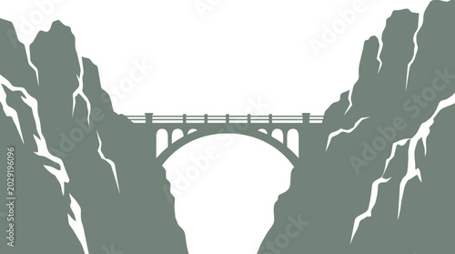 Tableau sur toile High altitude bridge spanning a narrow gap between rocky precipices