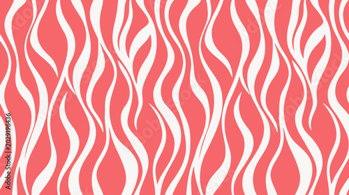 Billede på lærred Vibrant coral pattern with wavy white lines on textured surface