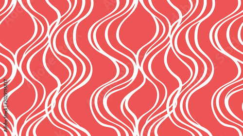 Photos The image depicts a vibrant red background with a mesmerizing white pattern of wavy lines