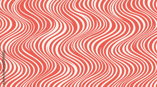 Photos The pattern of wavy lines creates a mesmerizing optical illusion on a vibrant red and white background