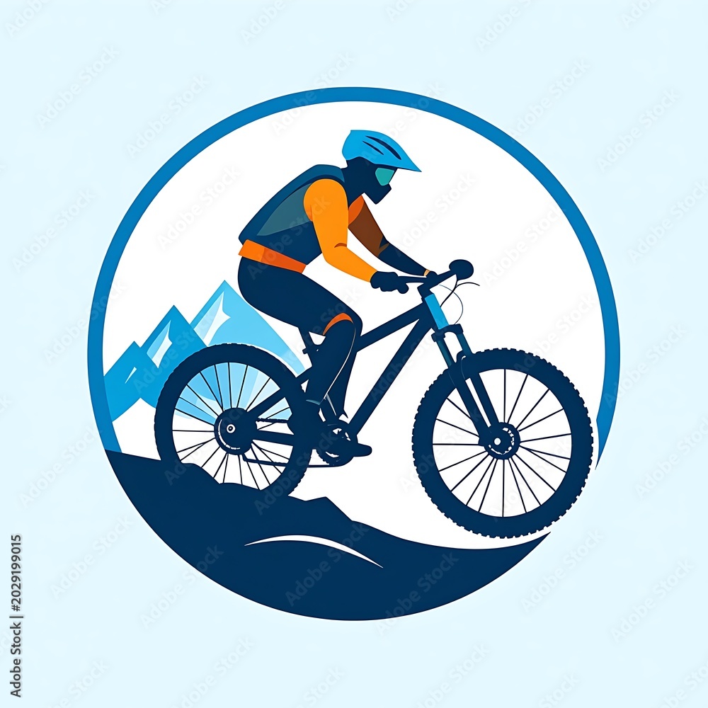 Obraz premium Cyclist Riding Mountain Bike Freely Outdoors.