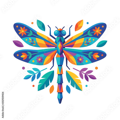 Obraz na płótnie Colorful Dragonfly Insect With Wings.