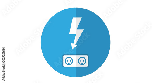 фотографія Electric Power Outlet Icon with Lightning Bolt Symbol