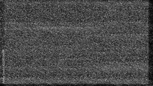 No signal analog tv screen broadcast with static vhs glitch. Retro vintage bad reception digital noise and distortion 