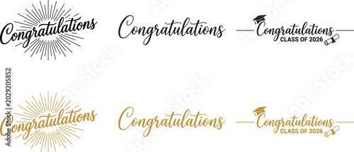Cuadro en lienzo Graduation congratulations quotes and class of 2026 logos