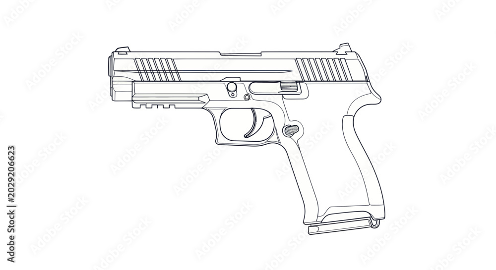 Φωτογραφία Pistol blueprint, handgun outline drawing, firearm schematic, weapon technical i