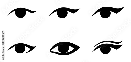 Tableau sur toile Six Black Eye Icons, Makeup Styles, Eyeliner Shapes, Beauty Vector Set, Cosmetic