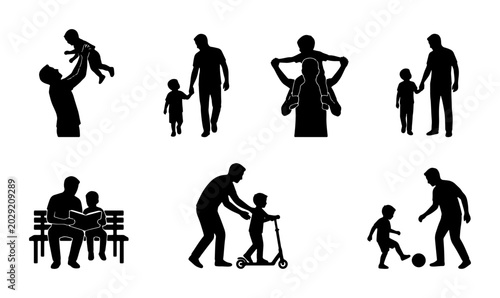 Photos Father and Child Silhouettes: Diverse Activities, Family Bonding, Playtime, Pare