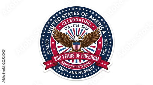Usa 250th anniversary celebration emblem with eagle