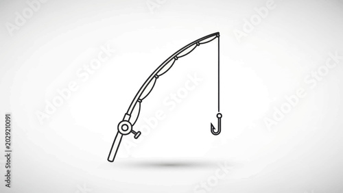 Photos Fishing Rod with Bent Tip and Hook.