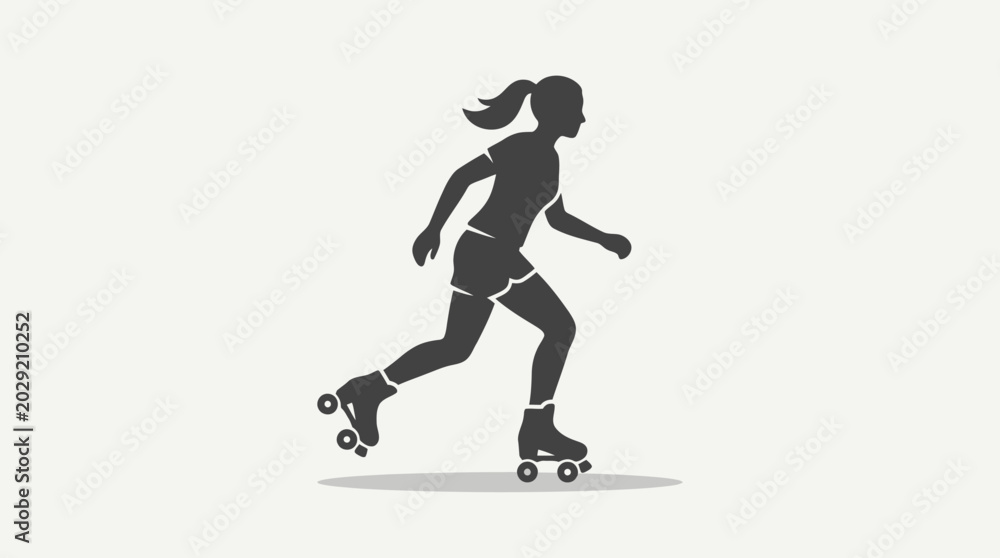 Fototapeta premium A minimalist flat vector silhouette illustration of a person roller skating.