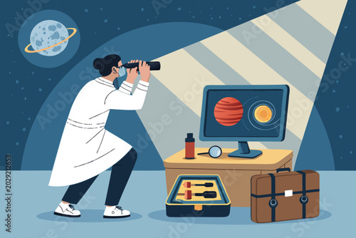 Tableau sur toile Eyepiece Testing Scene With A Person Swapping Eyep