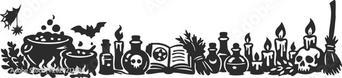 Fotografía Halloween border silhouette illustration decorative