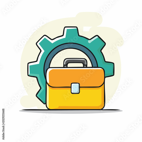 Briefcase and Gear Icon